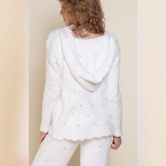 POL Embroidered Hearts Berber Fleece Pants + Hoodie Matching Set - Picture 7 of 15